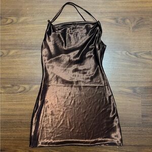 Divided Brown Silky Dress Size XS